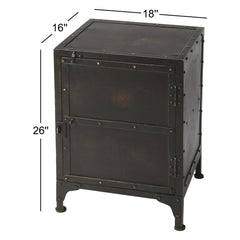 Accent Cabinet in Distressed Iron with Bracket Legs, Black Finish