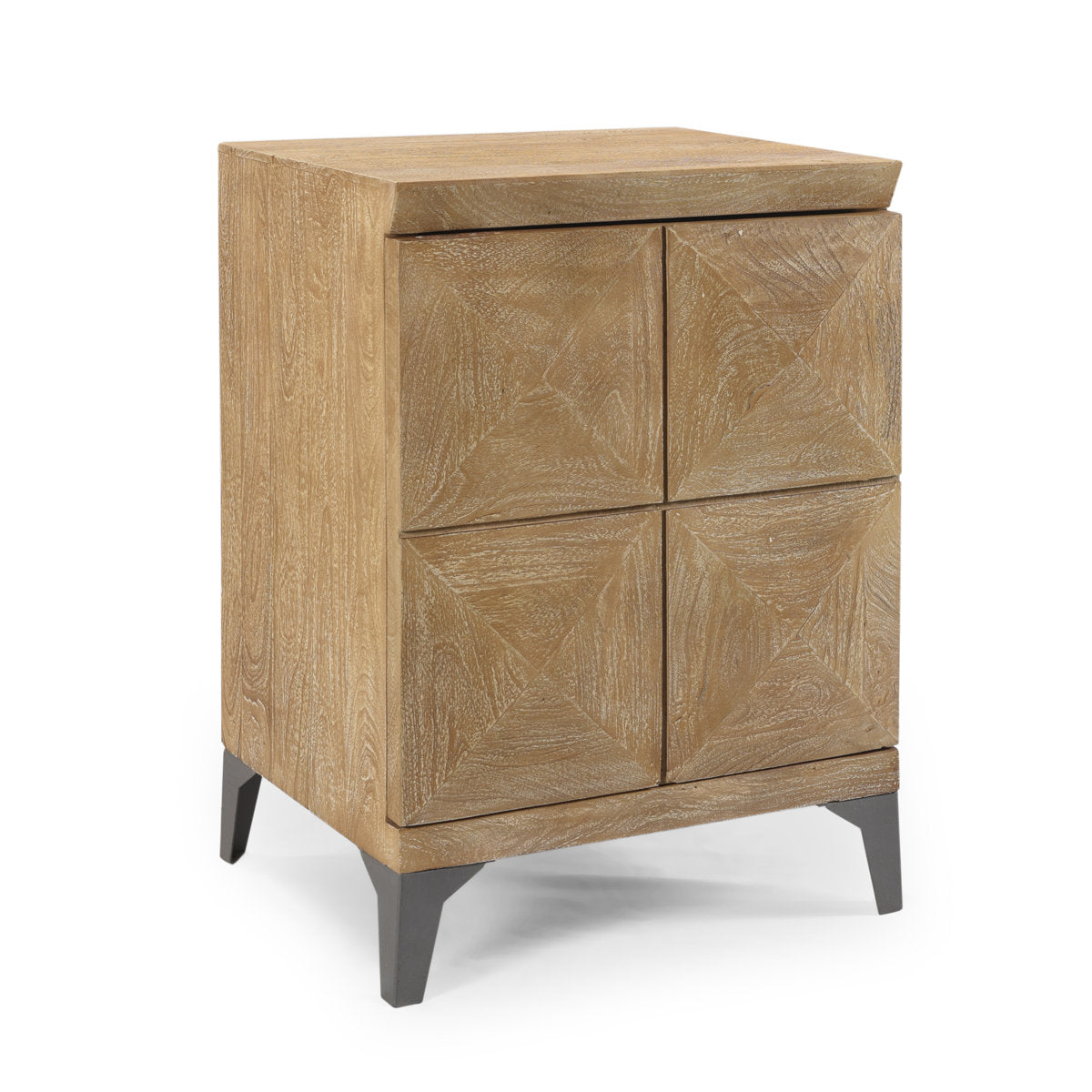 Accent Cabinet in Solid Mango Wood with Sandblasted Oak Top and Gray Antique Base