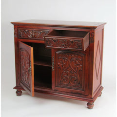 Accent Cabinet in Solid Wood with 2 Drawers and 2 Doors, Brown
