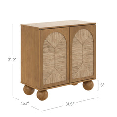 Accent Cabinet in Solid Wood with Woven Seagrass Doors, Natural