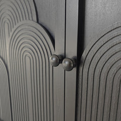 Accent Cabinet, Solid and Manufactured Wood, Black, Rainbow Arch Doors