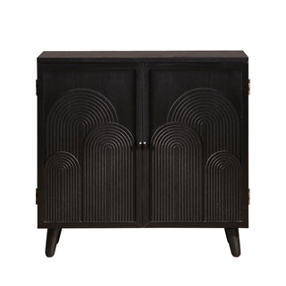 Accent Cabinet, Solid and Manufactured Wood, Black, Rainbow Arch Doors