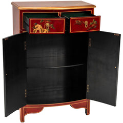 Accent Cabinet, Solid Elm, Red Lacquered Finish