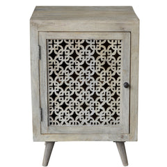 Accent Cabinet, Solid Mango Wood, 1 Door, Greige