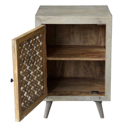 Accent Cabinet, Solid Mango Wood, 1 Door, Greige