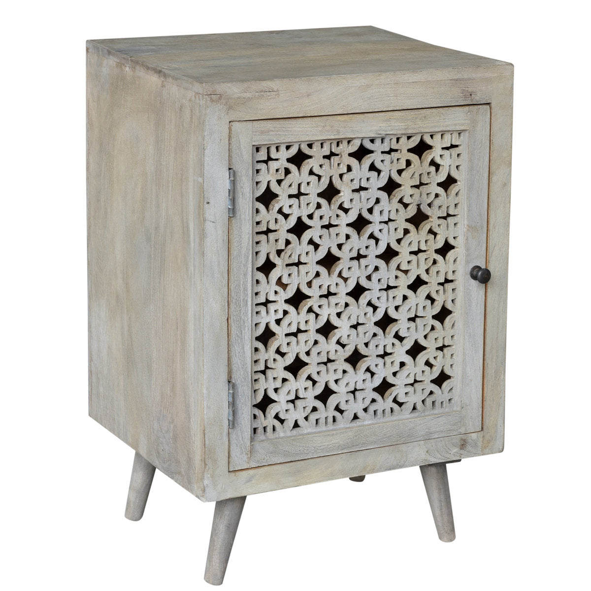 Accent Cabinet, Solid Mango Wood, 1 Door, Greige