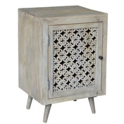 Accent Cabinet, Solid Mango Wood, 1 Door, Greige