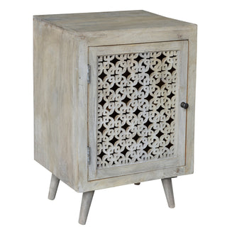 Accent Cabinet, Solid Mango Wood, 1 Door, Greige