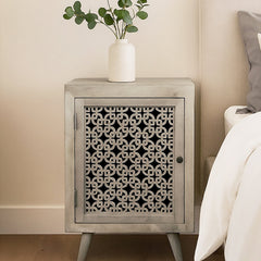 Accent Cabinet, Solid Mango Wood, 1 Door, Greige