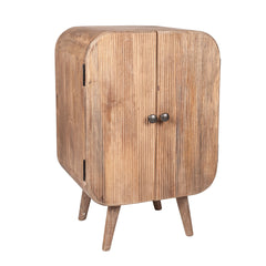 Accent Cabinet, Solid Mango Wood with Fluted Doors, Brown