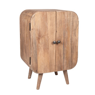Accent Cabinet, Solid Mango Wood with Fluted Doors, Brown