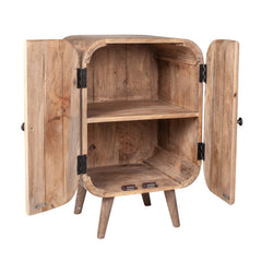 Accent Cabinet, Solid Mango Wood with Fluted Doors, Brown