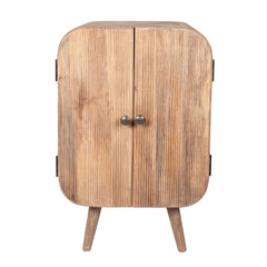 Accent Cabinet, Solid Mango Wood with Fluted Doors, Brown