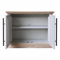 Accent Cabinet, Solid Wood, White Wash with Gunmetal Hardware