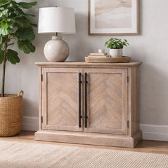 Accent Cabinet, Solid Wood, White Wash with Gunmetal Hardware