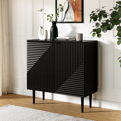 Accent Cabinet, Two Doors in Black Lacquered Finish