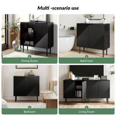Accent Cabinet, Two Doors in Black Lacquered Finish