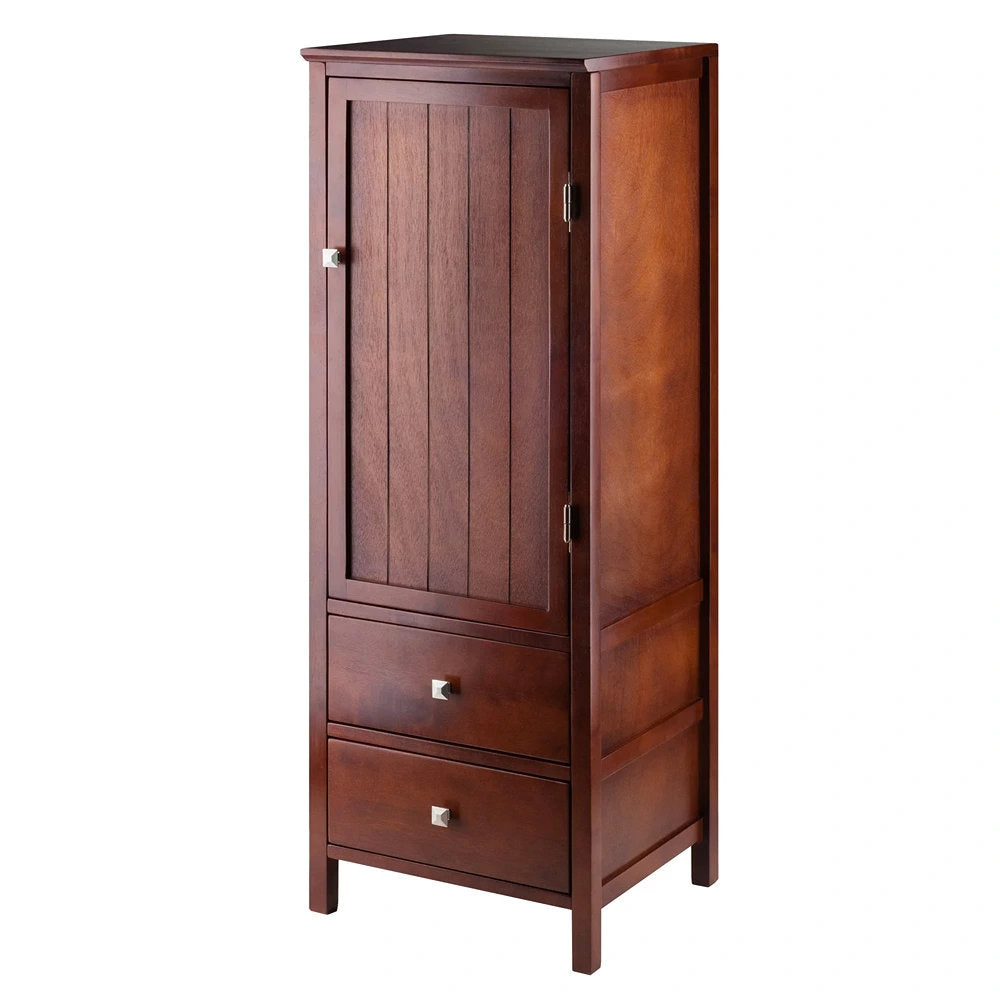 Accent Cabinet with 1 Door and 2 Drawers, Walnut Finish