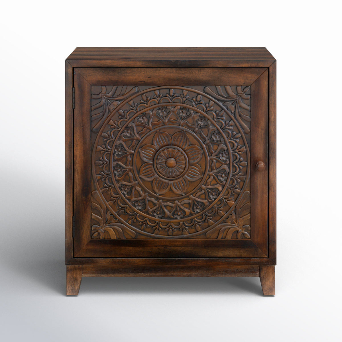Accent Cabinet with 1 Door in Dark Brown Lacquered Finish