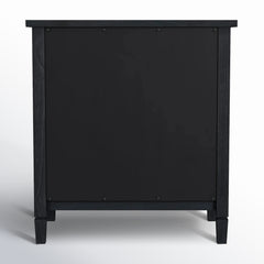 Accent Cabinet with 2 Cane Doors and Solid Wood Frame in Washed Black