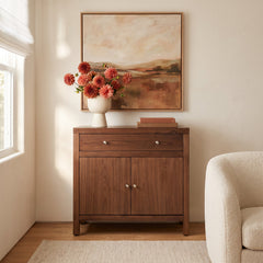 Accent Cabinet with 2 Doors and 1 Drawer in Walnut