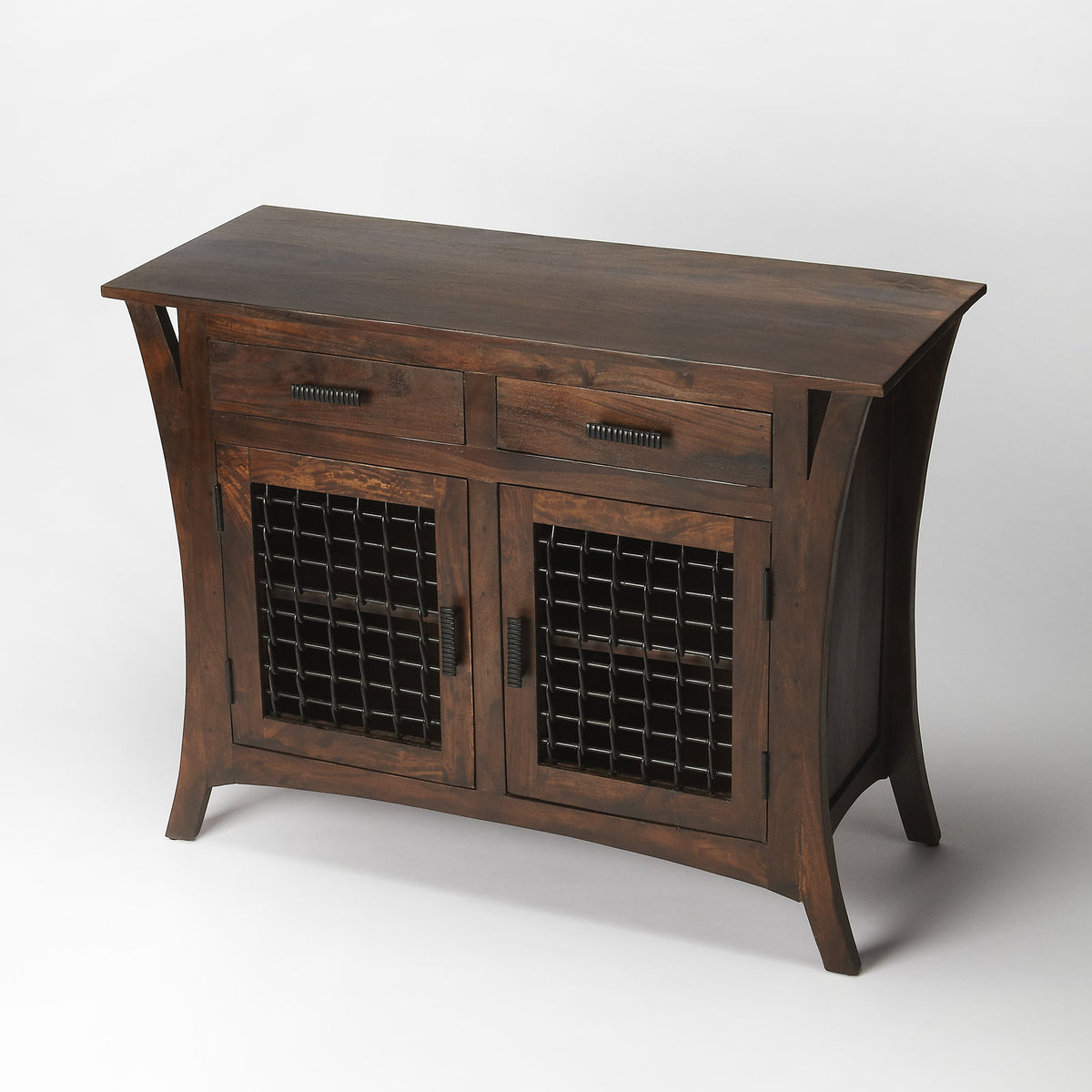 Accent Cabinet with 2 Doors and 2 Drawers, Brown Solid Mango Wood