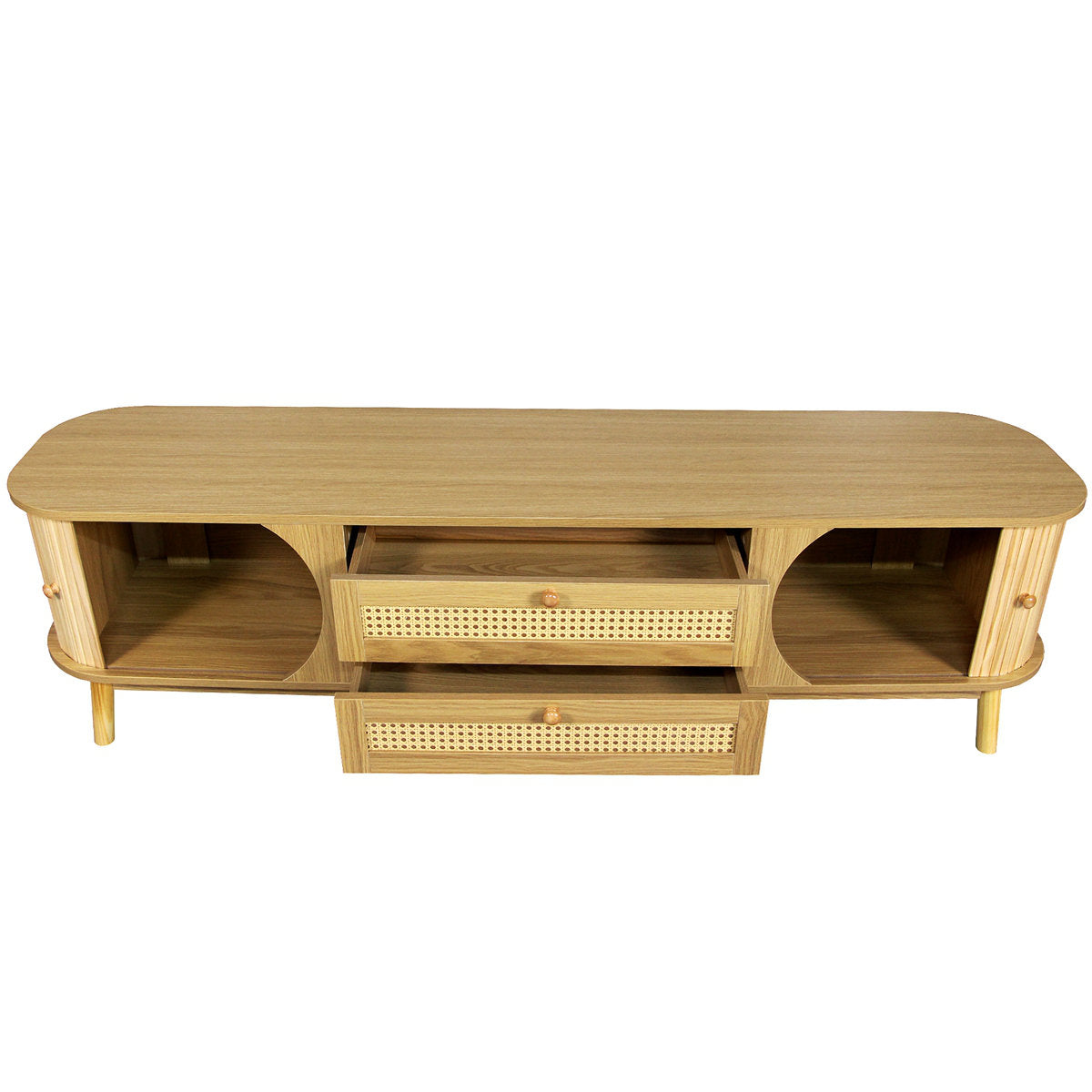 Accent Cabinet with 2 Doors and 2 Drawers in Natural Wood