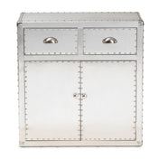 Accent Cabinet with 2 Doors and 2 Drawers in Silver Metal