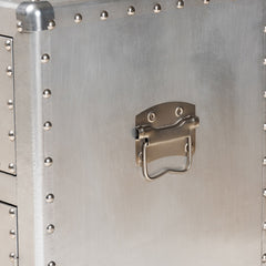 Accent Cabinet with 2 Doors and 2 Drawers in Silver Metal