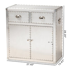 Accent Cabinet with 2 Doors and 2 Drawers in Silver Metal