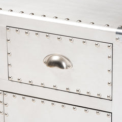 Accent Cabinet with 2 Doors and 2 Drawers in Silver Metal