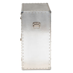 Accent Cabinet with 2 Doors and 2 Drawers in Silver Metal
