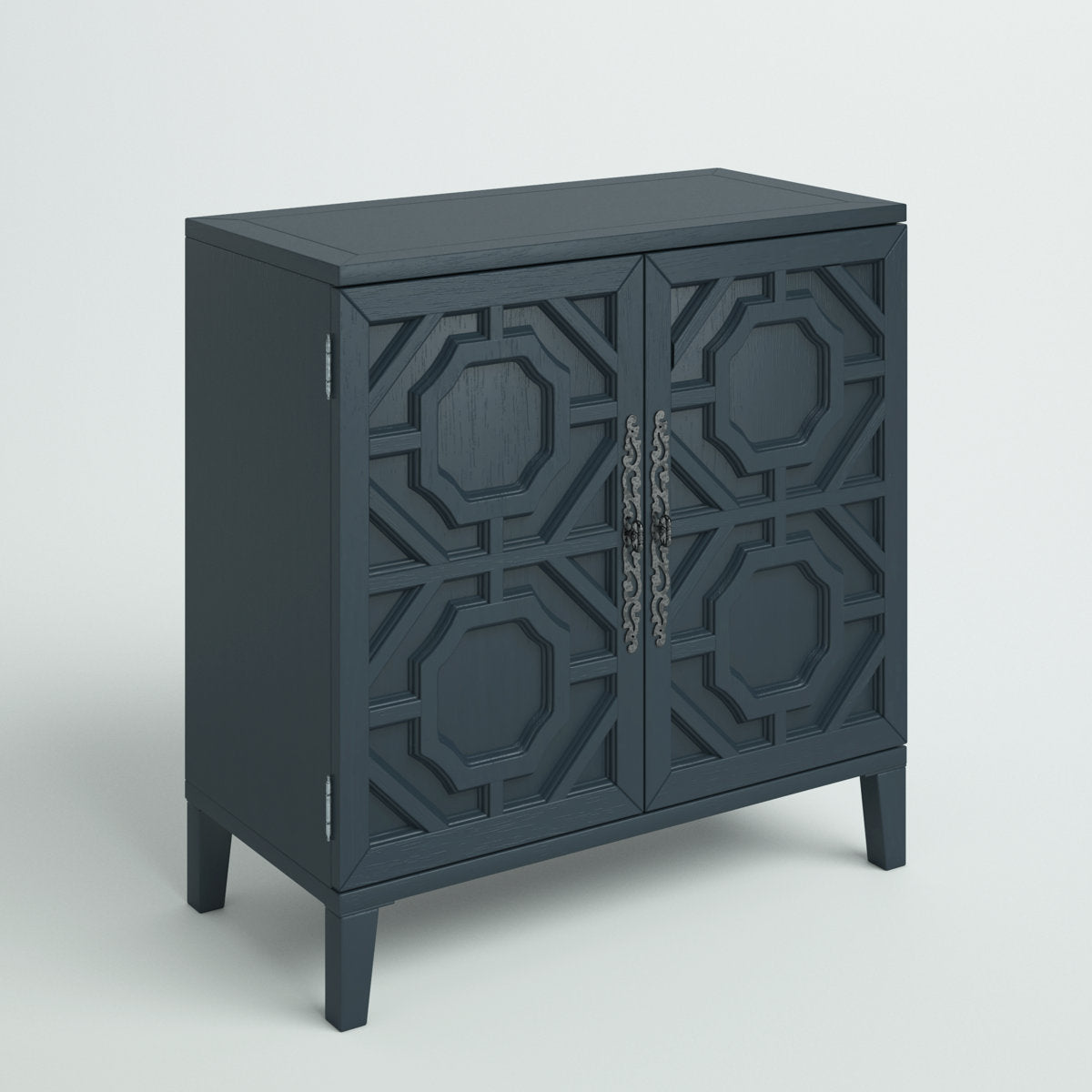 Accent Cabinet with 2 Doors and 2 Shelves, Blue Wood