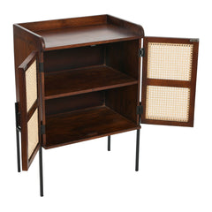 Accent Cabinet with 2 Doors and 2 Shelves in Brown Solid Wood