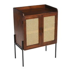 Accent Cabinet with 2 Doors and 2 Shelves in Brown Solid Wood