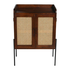 Accent Cabinet with 2 Doors and 2 Shelves in Brown Solid Wood