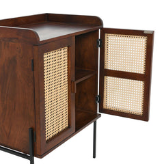 Accent Cabinet with 2 Doors and 2 Shelves in Brown Solid Wood