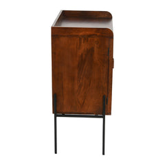 Accent Cabinet with 2 Doors and 2 Shelves in Brown Solid Wood