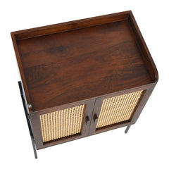Accent Cabinet with 2 Doors and 2 Shelves in Brown Solid Wood