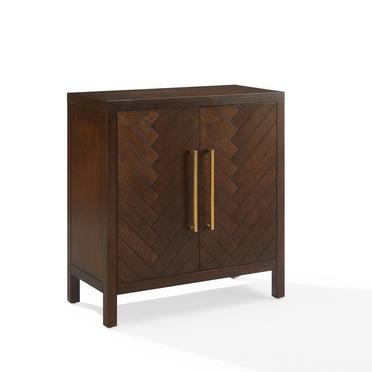 Accent Cabinet with 2 Doors and 2 Shelves in Dark Brown Wood