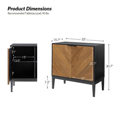 Accent Cabinet with 2 Doors and 4 Adjustable Shelves in Black and Walnut