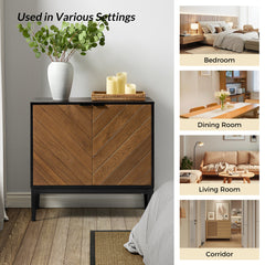 Accent Cabinet with 2 Doors and 4 Adjustable Shelves in Black and Walnut