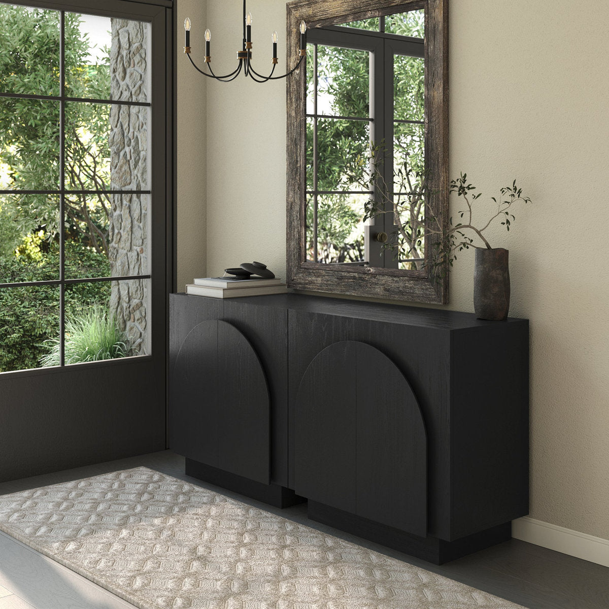 Accent Cabinet with 2 Doors and Adjustable Shelf in Black Oak