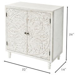 Accent Cabinet with 2 Doors and Adjustable Shelf in White Cream