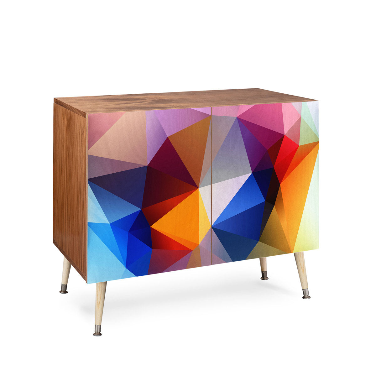 Accent Cabinet with 2 Doors and Adjustable Shelf, Natural Top with Gold and Black Base