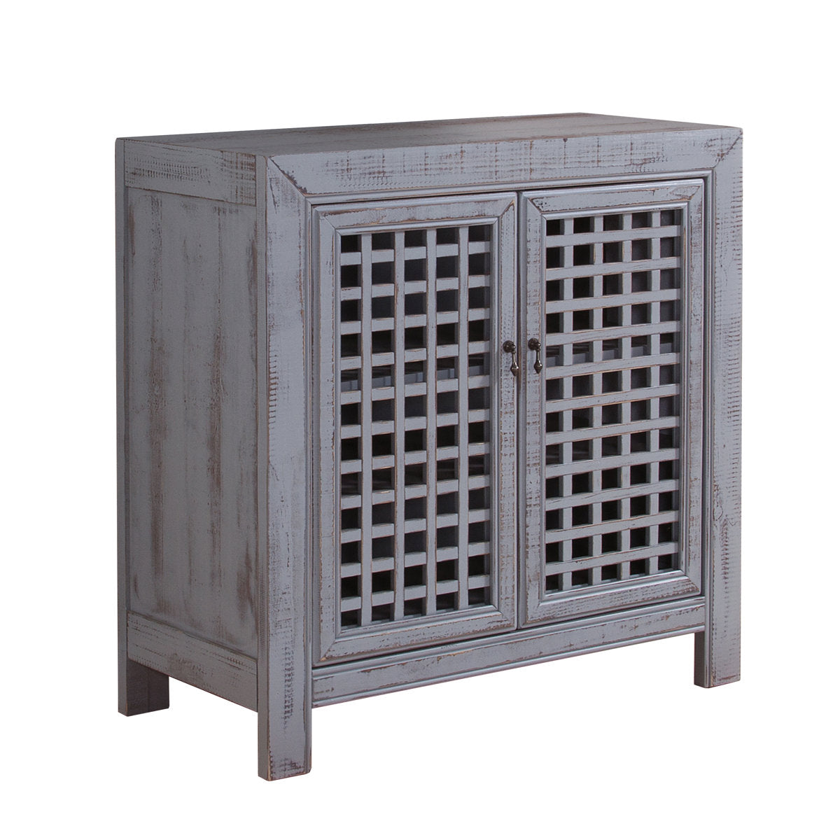 Accent Cabinet with 2 Doors and Adjustable Shelves, Gray Distressed Wood