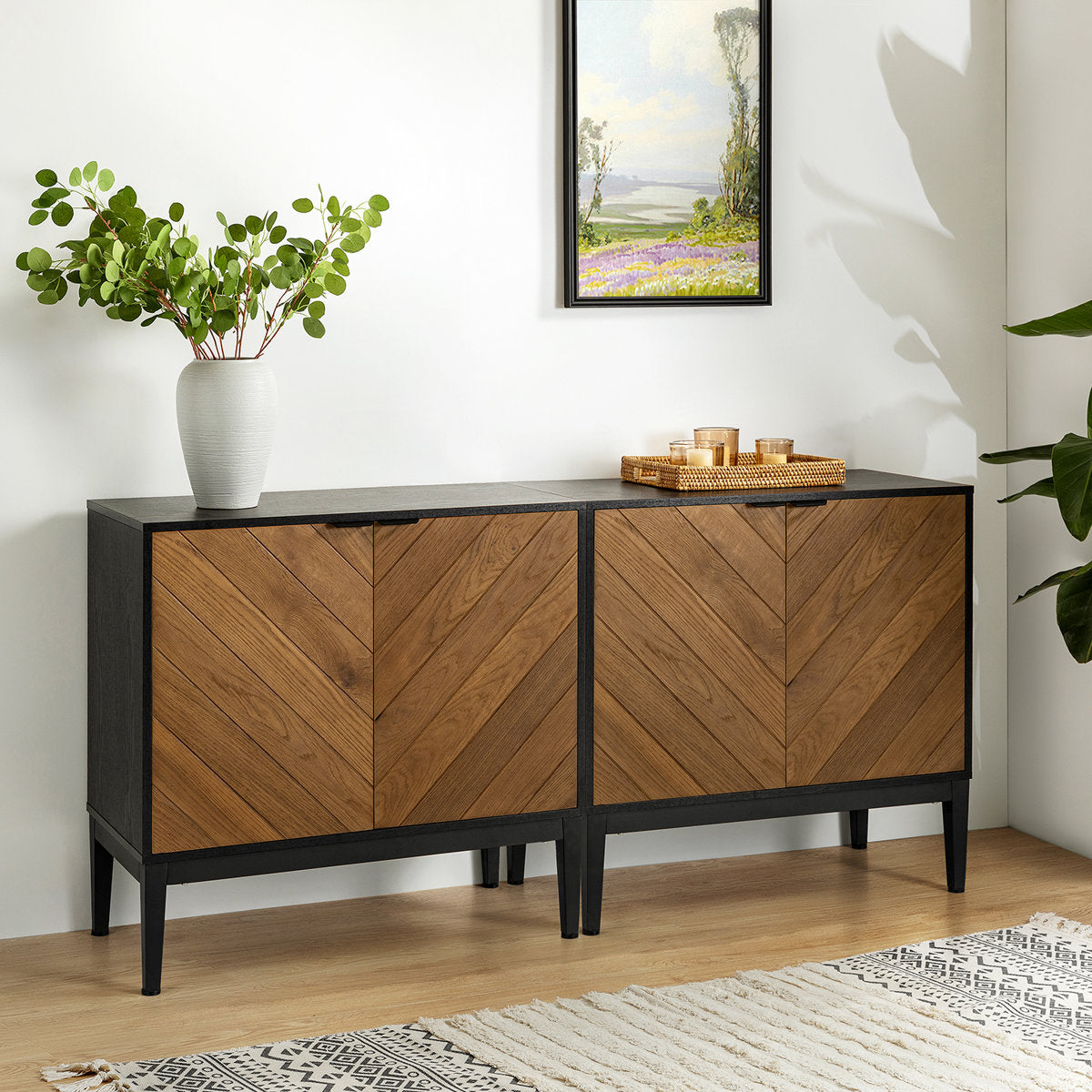 Accent Cabinet with 2 Doors and Adjustable Shelves in Black