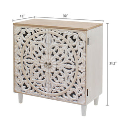 Accent Cabinet with 2 Doors and Carved Floral Details