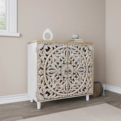 Accent Cabinet with 2 Doors and Carved Floral Details