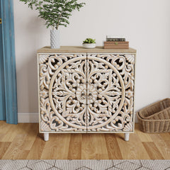Accent Cabinet with 2 Doors and Carved Floral Details